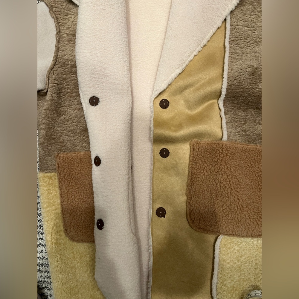 Front‎ Row Shop Patch Teddy Jacket Coat Cozy Western Sherpa - Picture 9 of 10